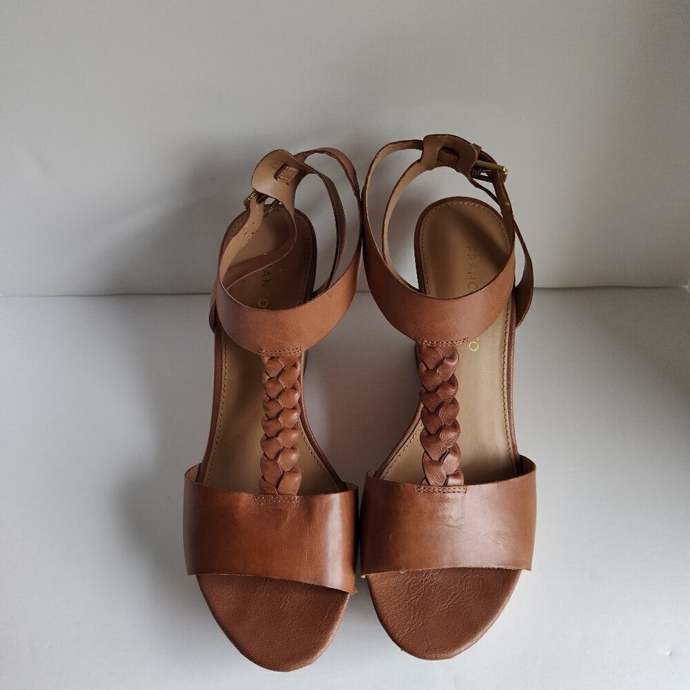 Franco Sarto Tan Leather Wedge Sandal